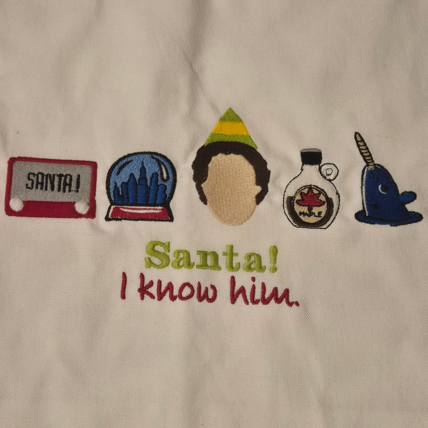 "Santa! I know him" embroidered Tote bag