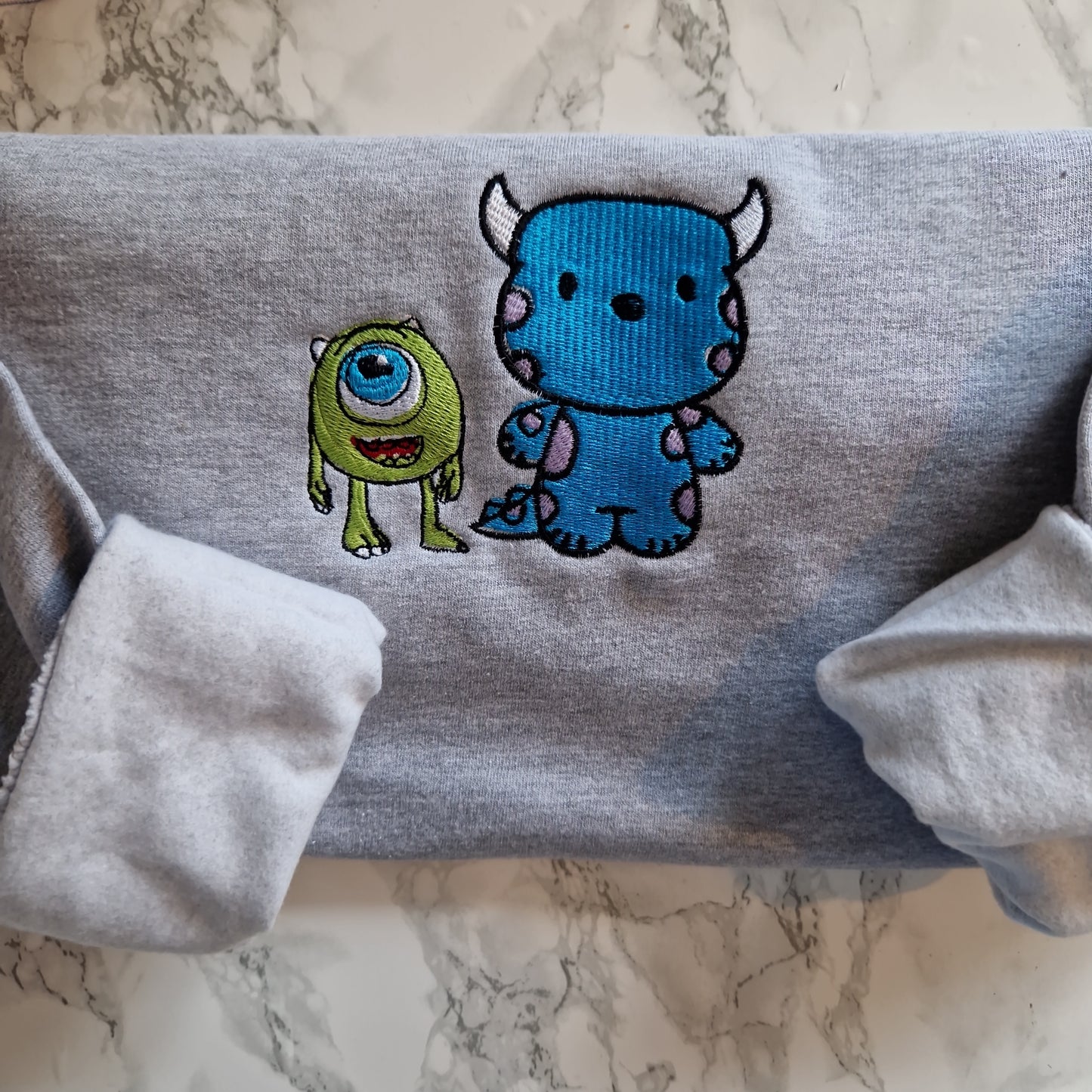 Cute monsters embroidered sweatshirt