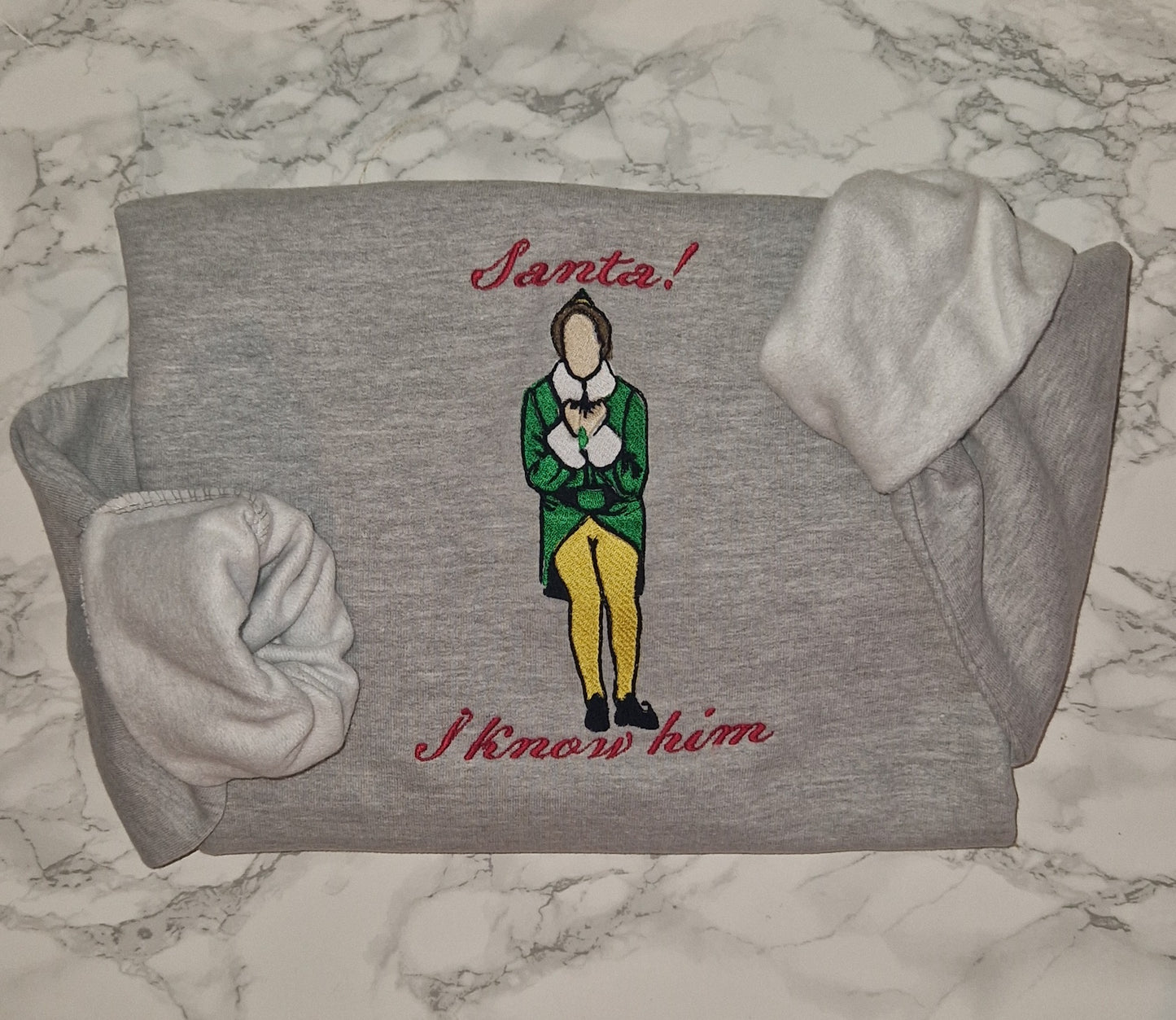 Santa I know him! embroidered sweatshirt