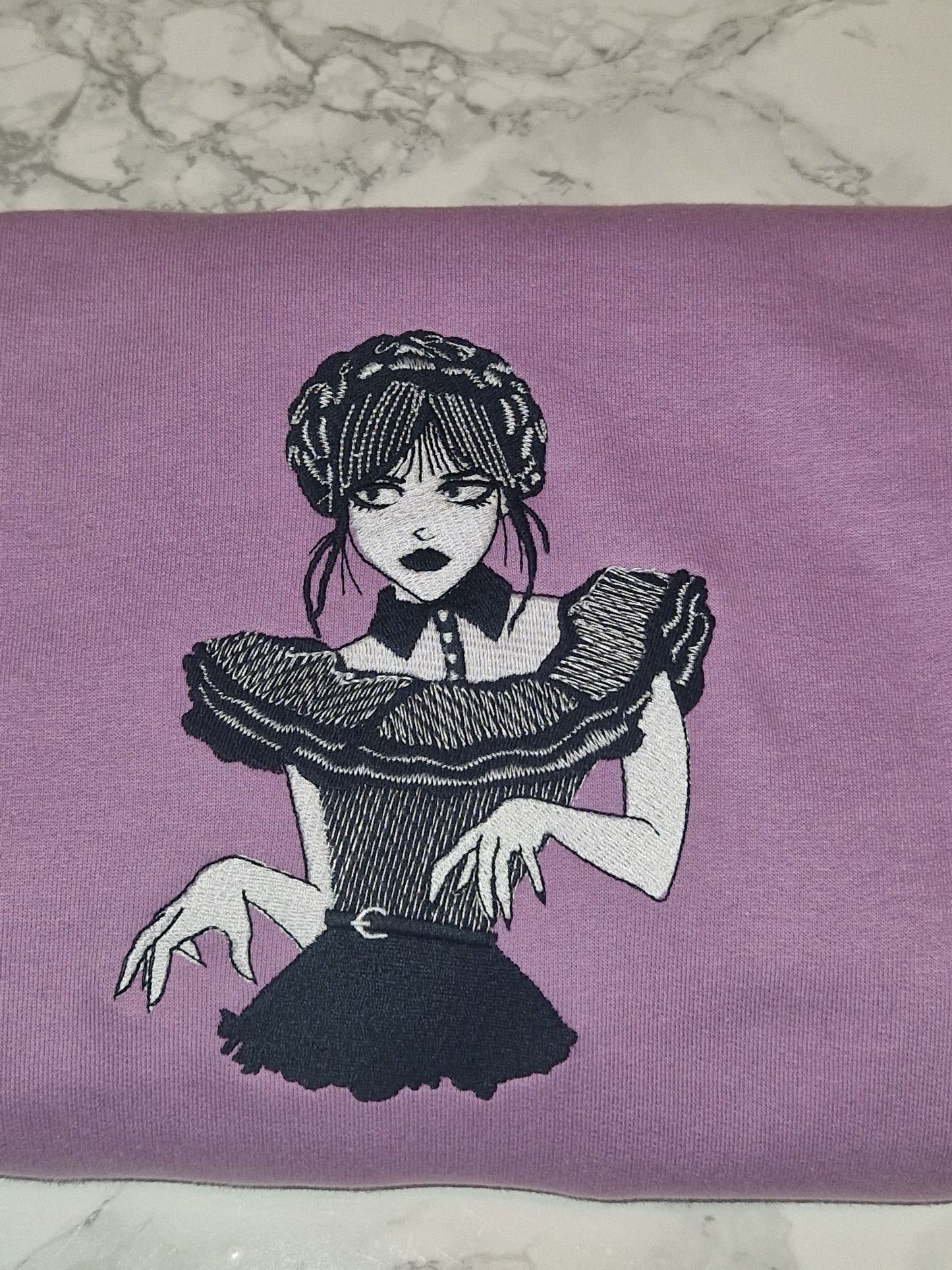 Wednesday purple embroidered hoodie