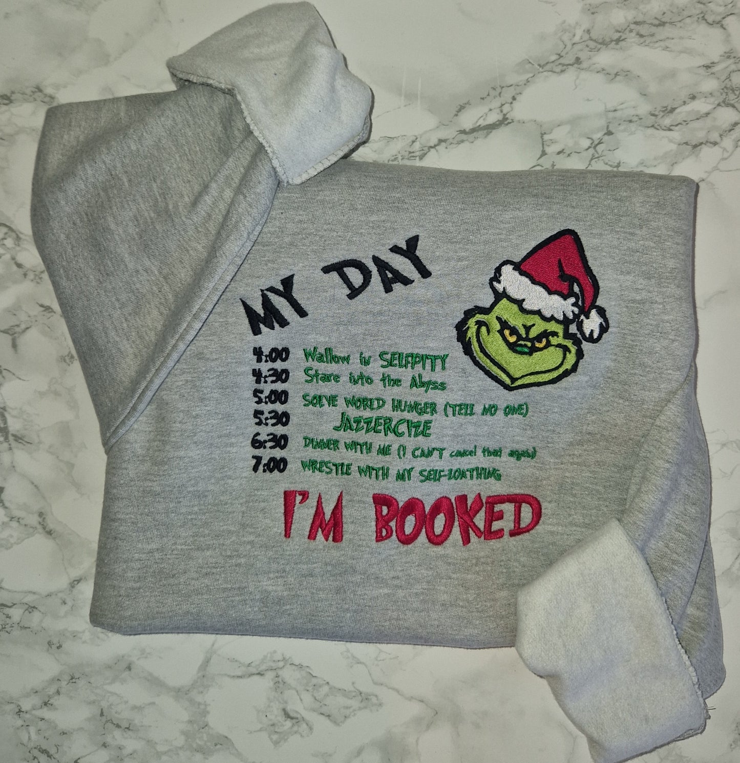 Grinch I'm booked grey embroidered sweatshirt