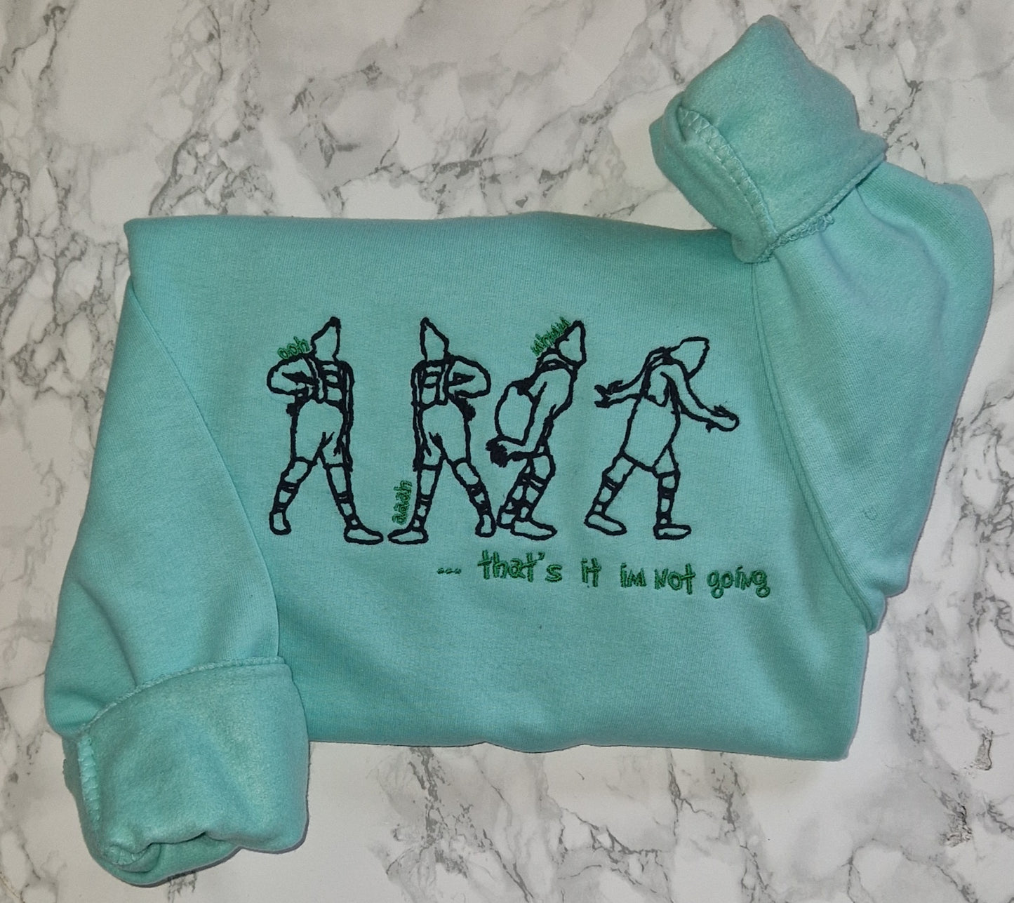 Ooh aaah mhmm peppermint green embroidered sweatshirt