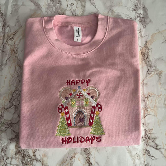 Christmas gingerbread house embroidered sweatshirt