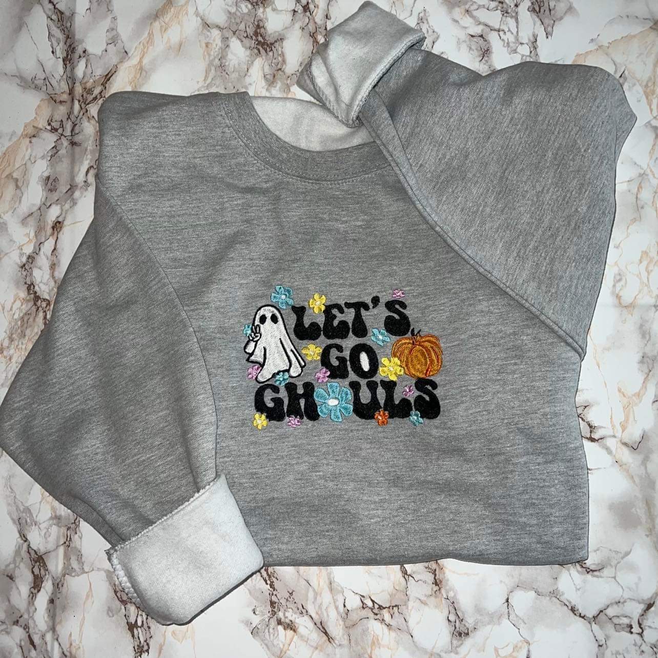 Let's go ghouls embroidered sweatshirt